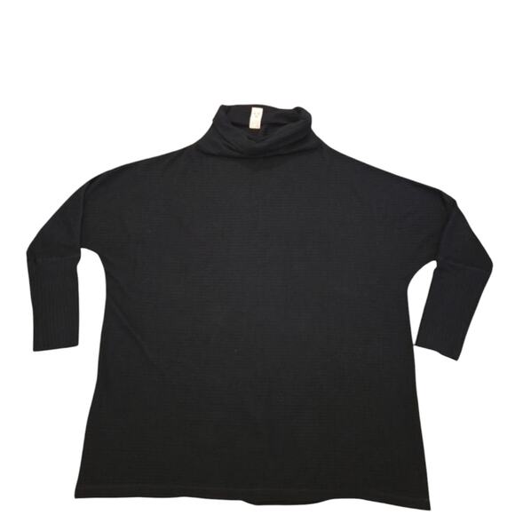 We the Free People Kitty Sz L Thermal Mock Cowl Neck Tunic Pullover Black - Picture 1 of 12